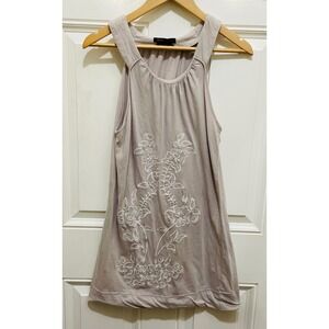 BCBGMAXAZRIA Womens Tank‎ Top/dress Sleeveless Floral Applique Casual Blouse